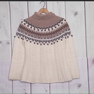 Garnet Hill Lambswool Nordic Pom Sweater XS